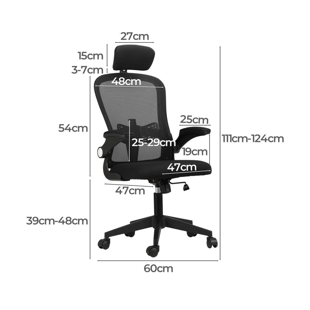 Oikiture Office Chair Home Computer Chairs Mesh Gaming Chair Padding Headrest and Armrest-Office Chairs-PEROZ Accessories