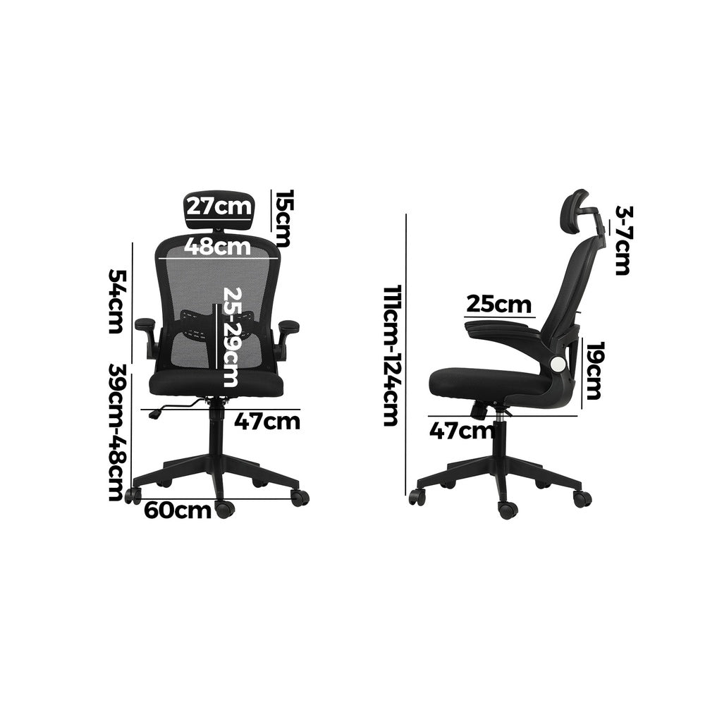 Oikiture Office Chair Home Computer Chairs Mesh Gaming Chair Padding Headrest and Armrest-Office Chairs-PEROZ Accessories