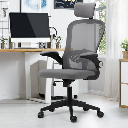 Oikiture Mesh Office Chair Executive Seat Racing Tilt BK&amp;GY-Office Chairs-PEROZ Accessories