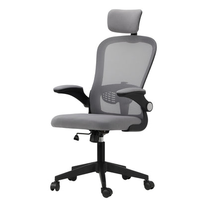Oikiture Mesh Office Chair Executive Seat Racing Tilt BK&amp;GY-Office Chairs-PEROZ Accessories
