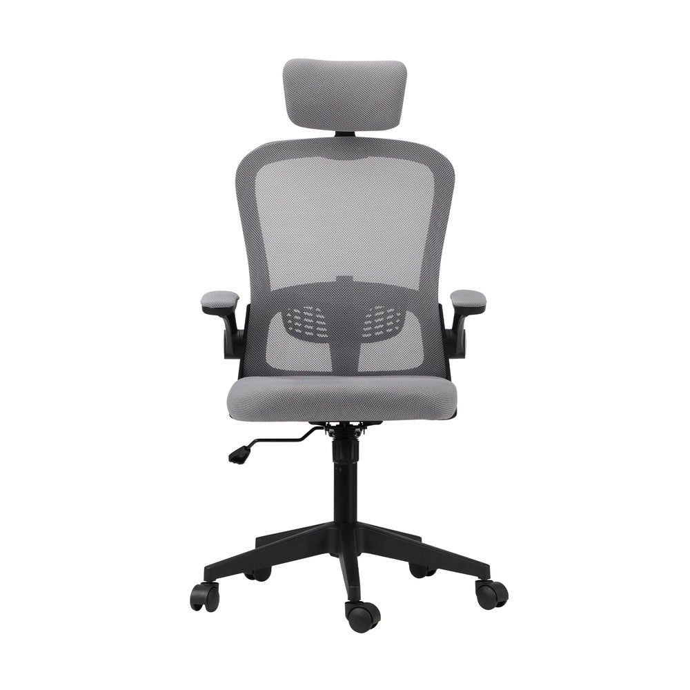 Oikiture Mesh Office Chair Executive Seat Racing Tilt BK&amp;GY-Office Chairs-PEROZ Accessories