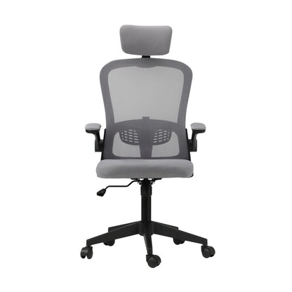 Oikiture Mesh Office Chair Executive Seat Racing Tilt BK&amp;GY-Office Chairs-PEROZ Accessories