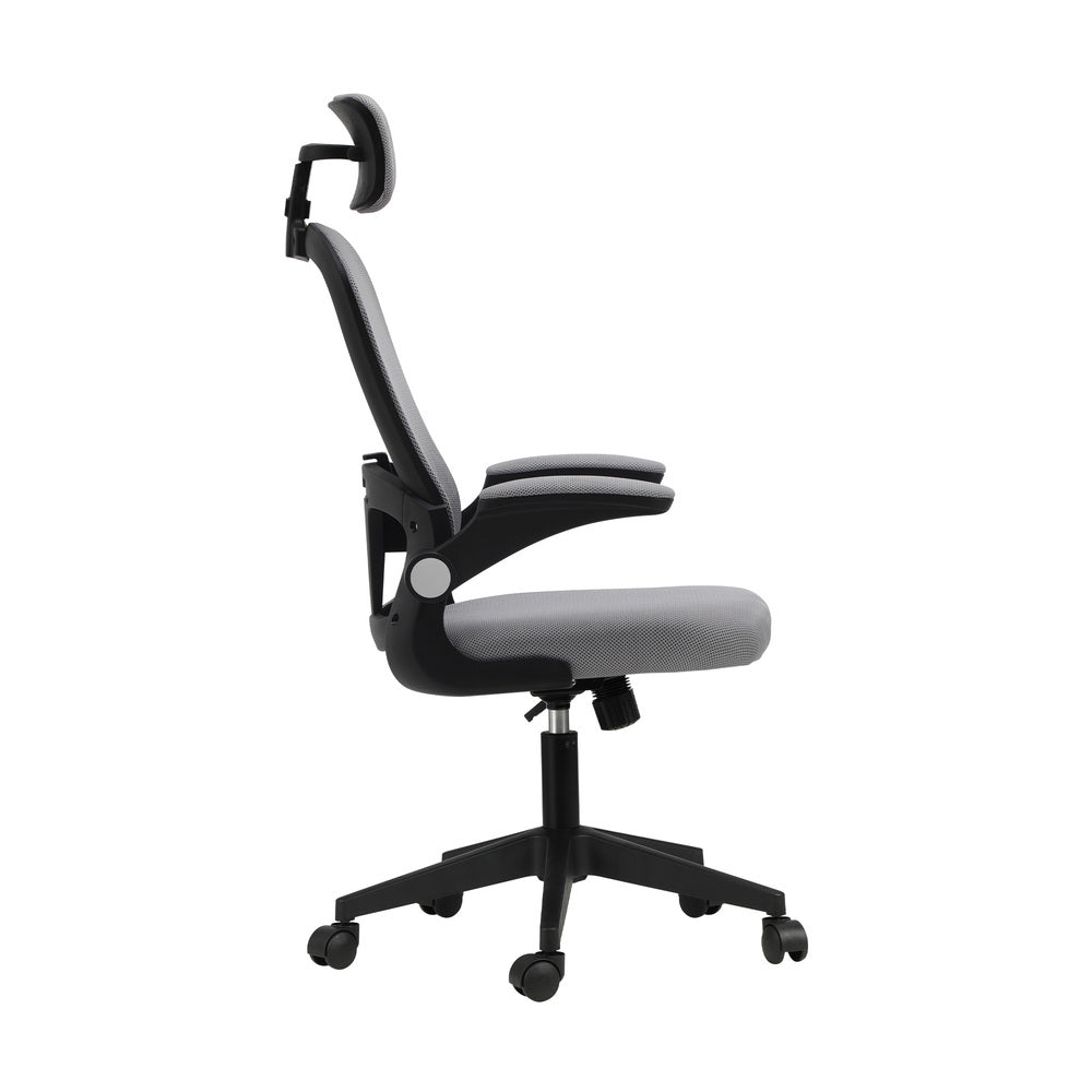 Oikiture Mesh Office Chair Executive Seat Racing Tilt BK&amp;GY-Office Chairs-PEROZ Accessories