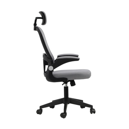 Oikiture Mesh Office Chair Executive Seat Racing Tilt BK&amp;GY-Office Chairs-PEROZ Accessories