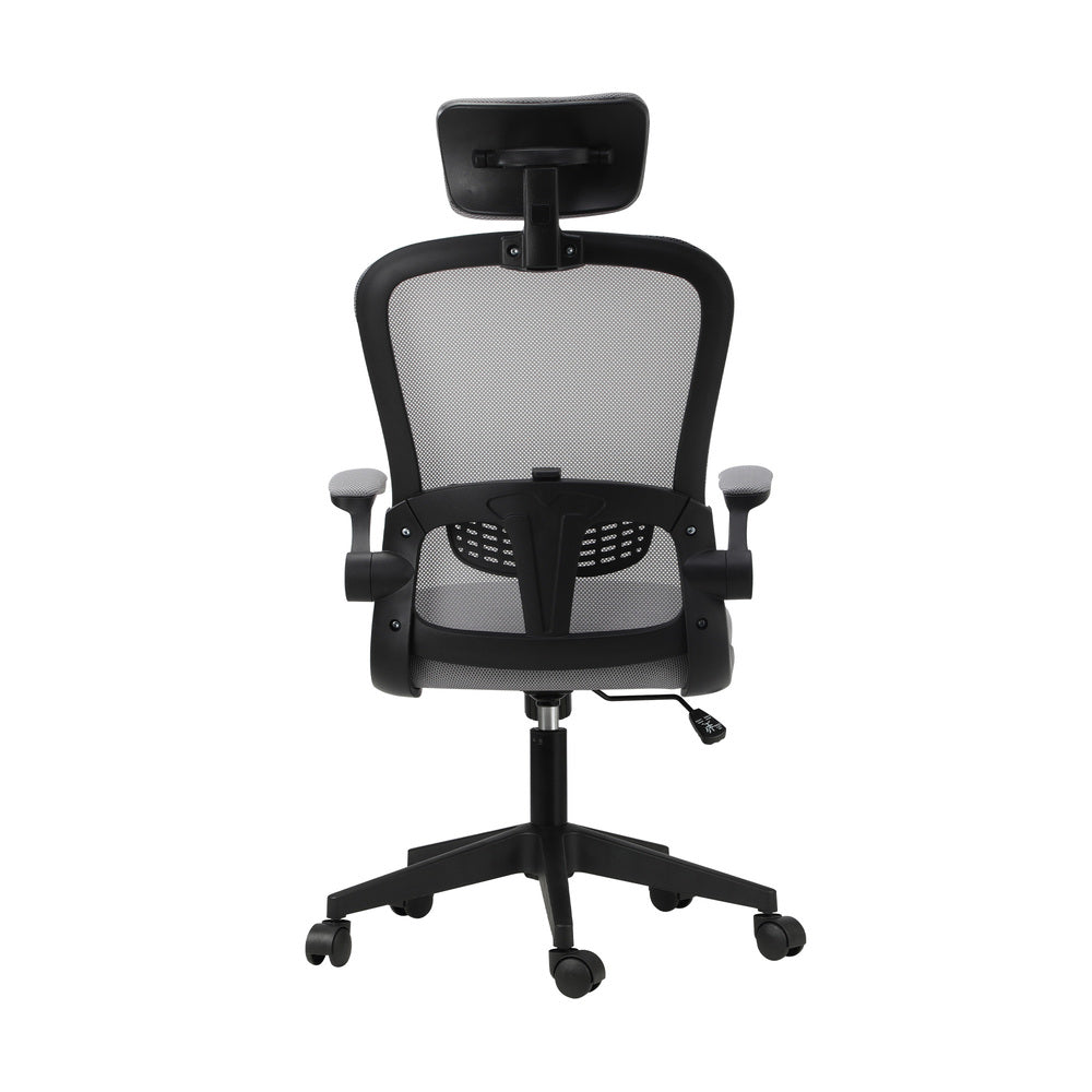 Oikiture Mesh Office Chair Executive Seat Racing Tilt BK&amp;GY-Office Chairs-PEROZ Accessories