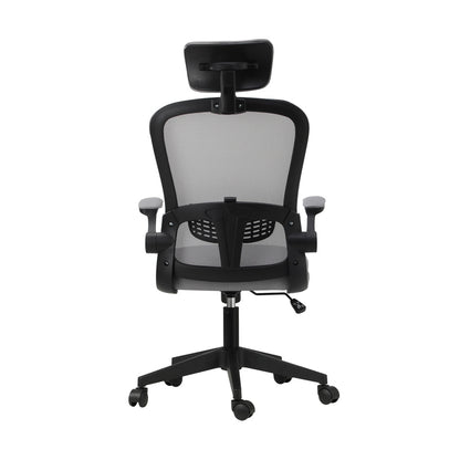 Oikiture Mesh Office Chair Executive Seat Racing Tilt BK&amp;GY-Office Chairs-PEROZ Accessories