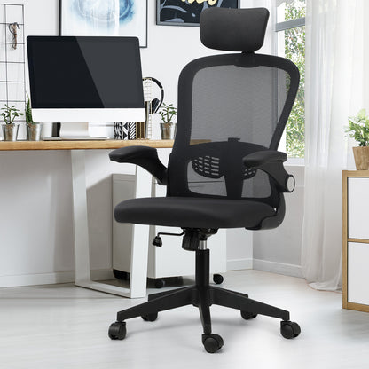 Oikiture Mesh Office Chair Executive Seat Racing Tilt DGY&amp;BK-Office Chairs-PEROZ Accessories