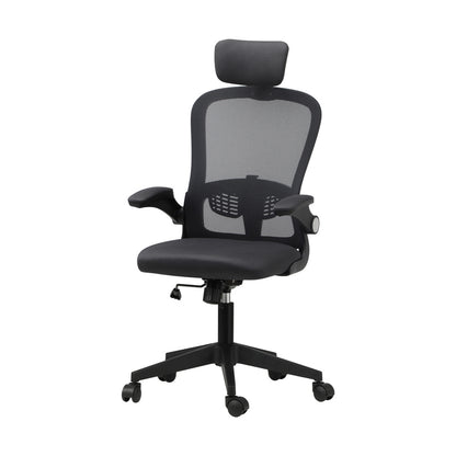 Oikiture Mesh Office Chair Executive Seat Racing Tilt DGY&amp;BK-Office Chairs-PEROZ Accessories