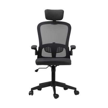 Oikiture Mesh Office Chair Executive Seat Racing Tilt DGY&amp;BK-Office Chairs-PEROZ Accessories