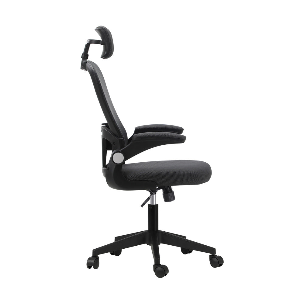 Oikiture Mesh Office Chair Executive Seat Racing Tilt DGY&amp;BK-Office Chairs-PEROZ Accessories