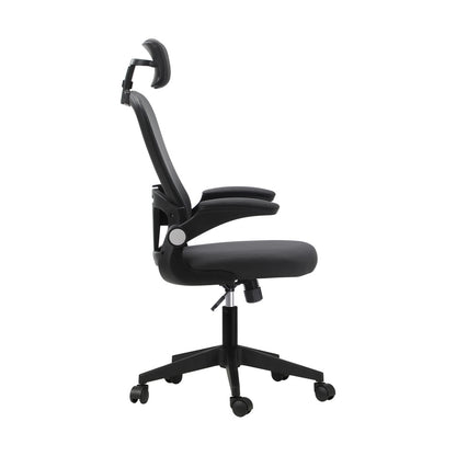 Oikiture Mesh Office Chair Executive Seat Racing Tilt DGY&amp;BK-Office Chairs-PEROZ Accessories