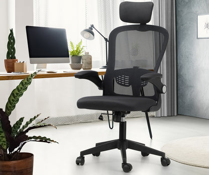 Oikiture Mesh Office Chair Executive Seat Racing Tilt DGY&amp;BK-Office Chairs-PEROZ Accessories