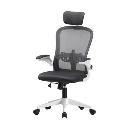 Oikiture Mesh Office Chair Executive Seat Racing Tilt DGY&amp;WH-Office Chairs-PEROZ Accessories