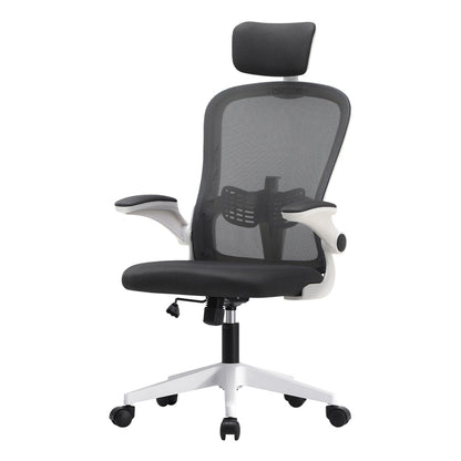 Oikiture Mesh Office Chair Executive Seat Racing Tilt DGY&amp;WH-Office Chairs-PEROZ Accessories