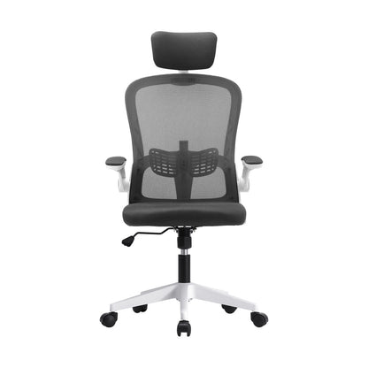 Oikiture Mesh Office Chair Executive Seat Racing Tilt DGY&amp;WH-Office Chairs-PEROZ Accessories