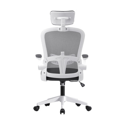 Oikiture Mesh Office Chair Executive Seat Racing Tilt DGY&amp;WH-Office Chairs-PEROZ Accessories