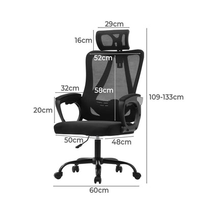 Oikiture Ergonomic Office Chair, Home Office Desk Char, Beathable Mesh Office Chair, Height Adjustable Lumbar Support Reclining Computer Chair Black-Office Chairs-PEROZ Accessories