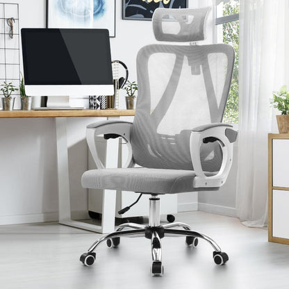 Oikiture Ergonomic Office Chair Lumbar Support White-Office Chairs-PEROZ Accessories