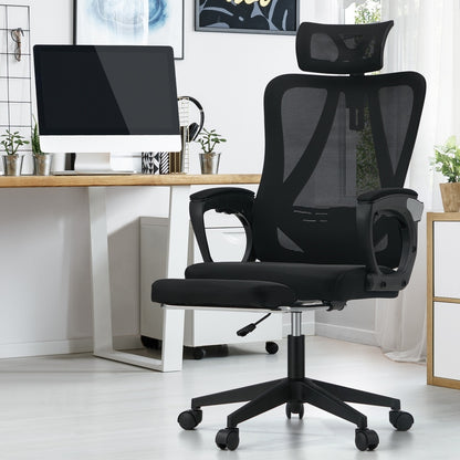 Oikiture Mesh Office Chair Adjustable Lumbar Support Black-Office Chairs-PEROZ Accessories