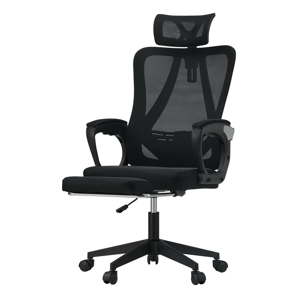 Oikiture Mesh Office Chair Adjustable Lumbar Support Black-Office Chairs-PEROZ Accessories