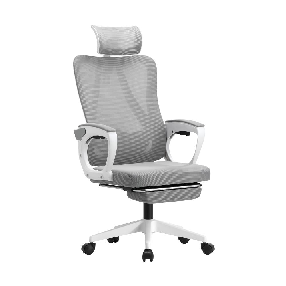 Oikiture Mesh Office Chair Adjustable Lumbar Support White-Office Chairs-PEROZ Accessories