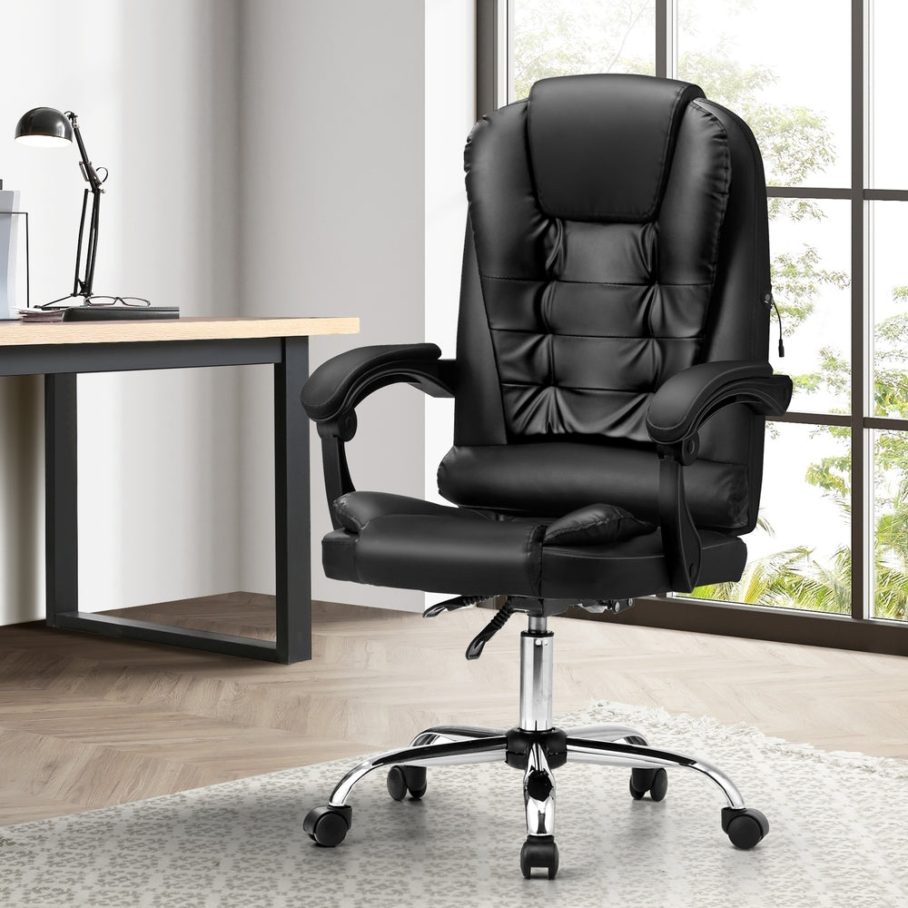 Oikiture Massage Office Chair Racing Chairs PU Leather Black-Massage Office Chairss-PEROZ Accessories