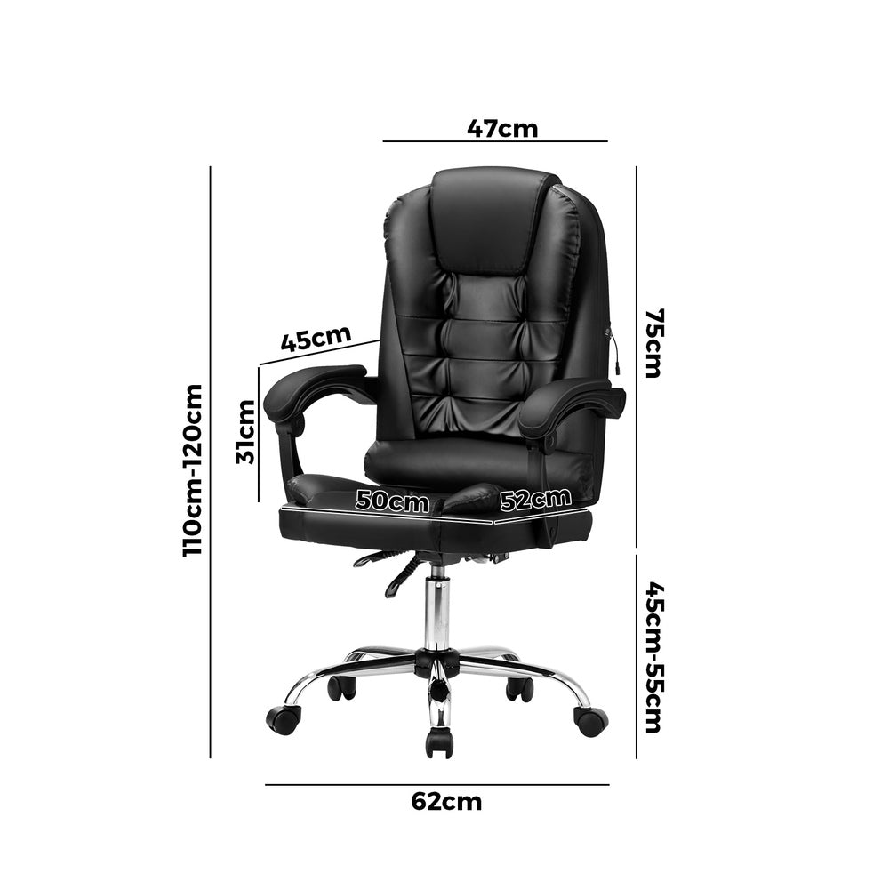 Oikiture Massage Office Chair Racing Chairs PU Leather Black-Massage Office Chairss-PEROZ Accessories