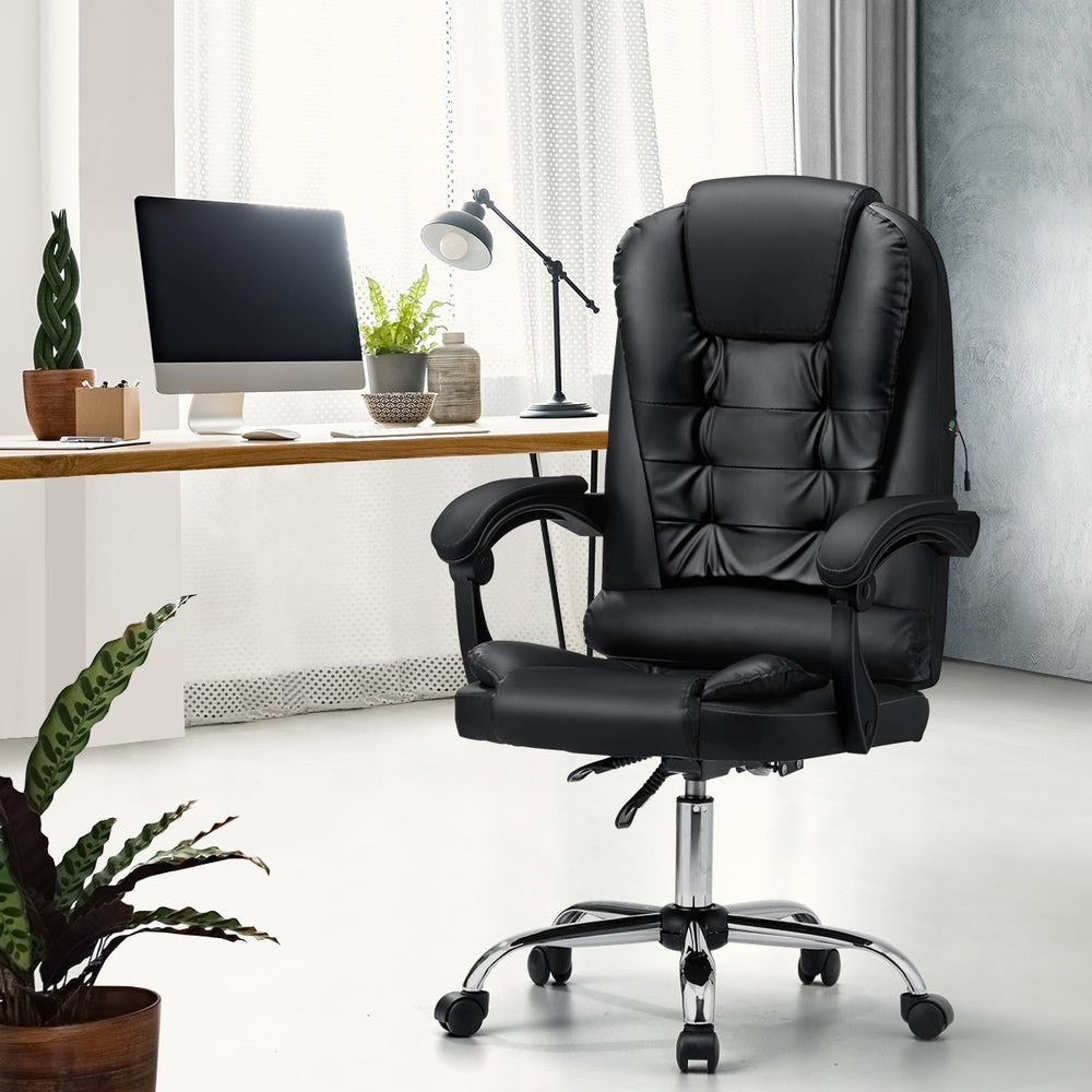 Oikiture Massage Office Chair Racing Chairs PU Leather Black-Massage Office Chairss-PEROZ Accessories