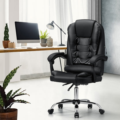 Oikiture Massage Office Chair Racing Chairs PU Leather Black-Massage Office Chairss-PEROZ Accessories
