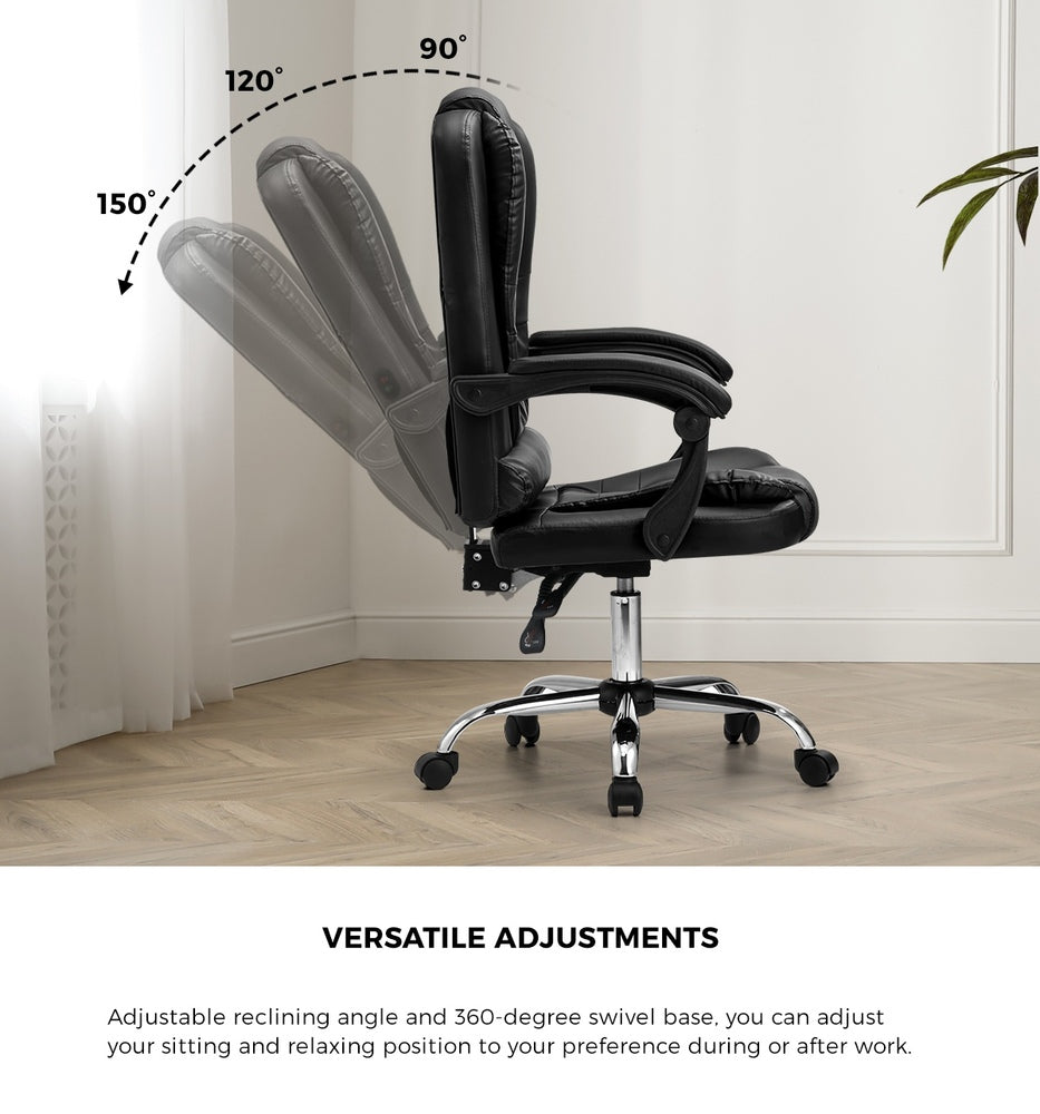 Oikiture Massage Office Chair Racing Chairs PU Leather Black-Massage Office Chairss-PEROZ Accessories