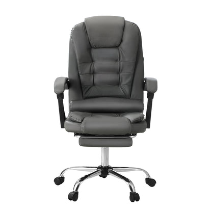 Oikiture Massage Office Chair PU Leather with Footrest Grey-Massage Office Chairss-PEROZ Accessories
