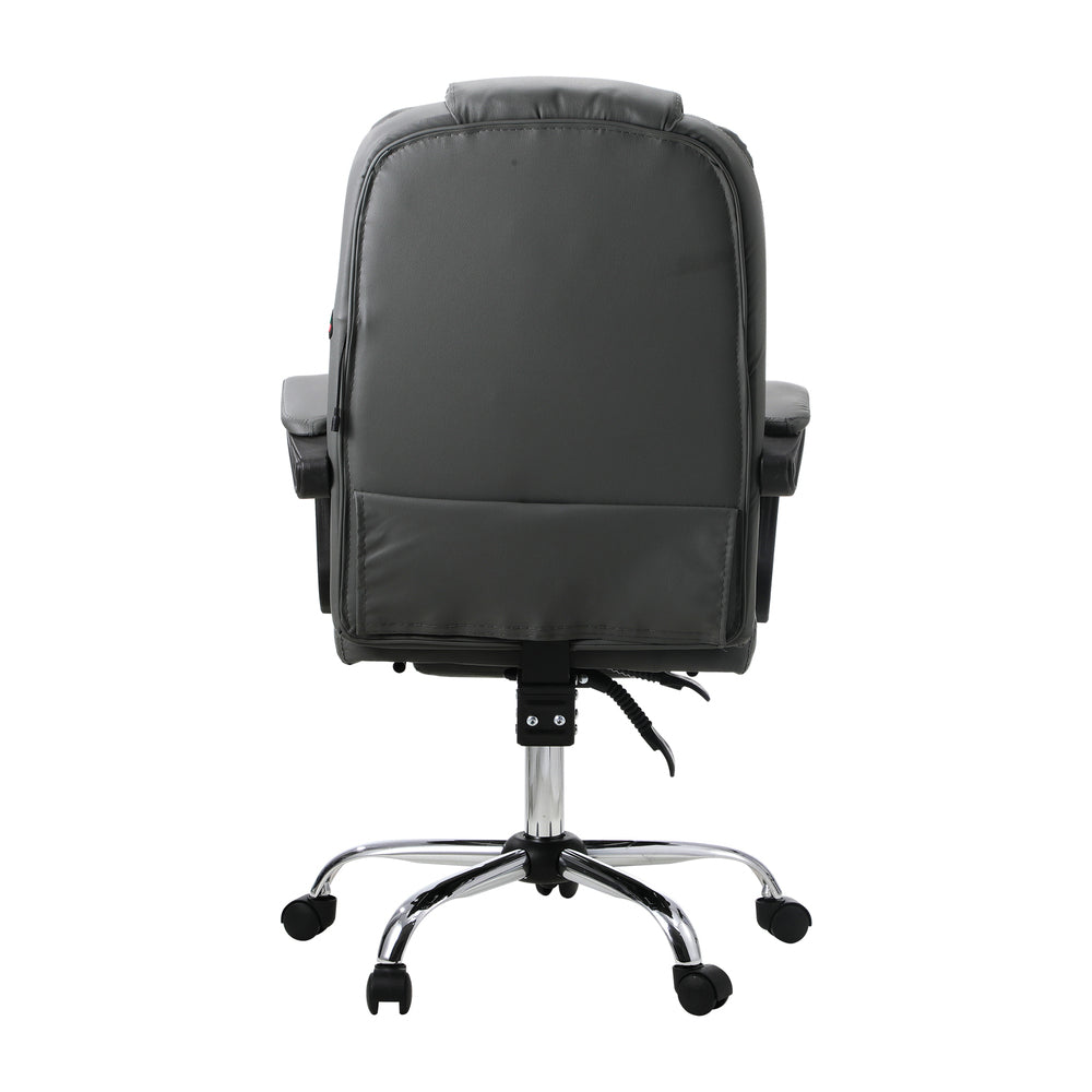 Oikiture Massage Office Chair PU Leather with Footrest Grey-Massage Office Chairss-PEROZ Accessories
