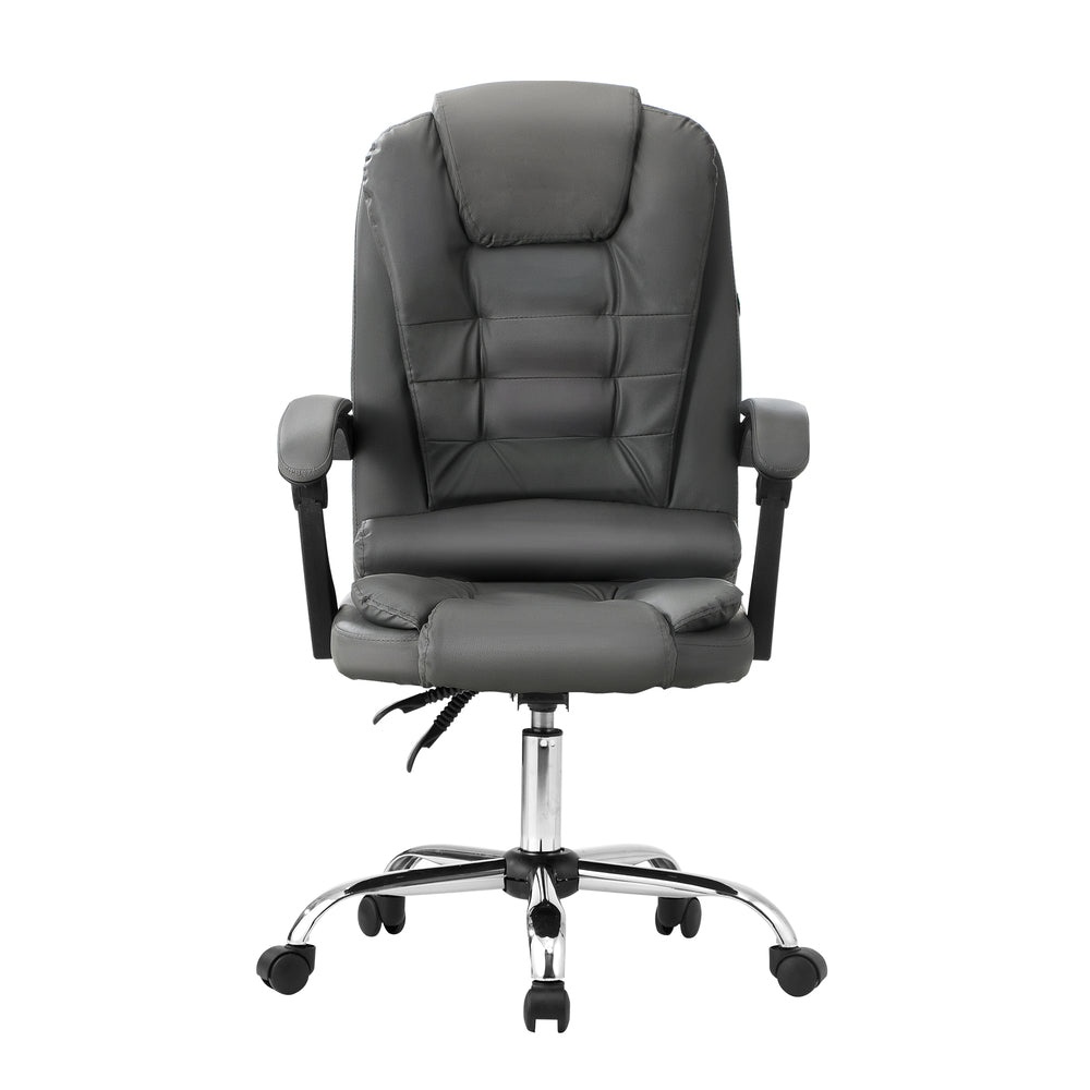 Oikiture Massage Office Chair Racing Chairs PU Leather Grey-Massage Office Chairss-PEROZ Accessories