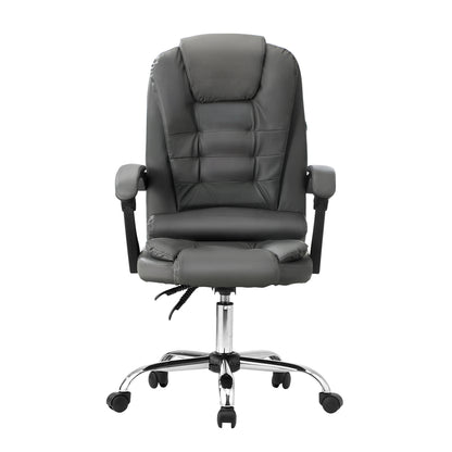 Oikiture Massage Office Chair Racing Chairs PU Leather Grey-Massage Office Chairss-PEROZ Accessories