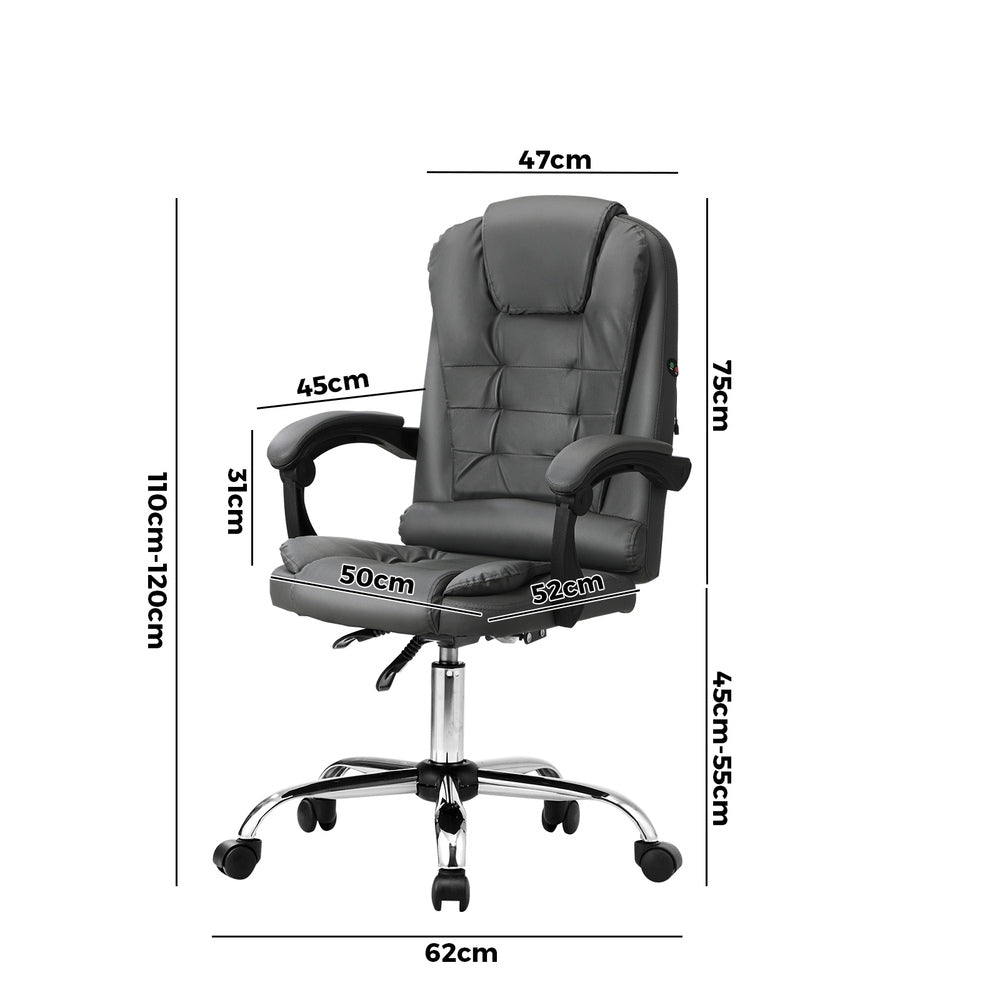 Oikiture Massage Office Chair Racing Chairs PU Leather Grey-Massage Office Chairss-PEROZ Accessories
