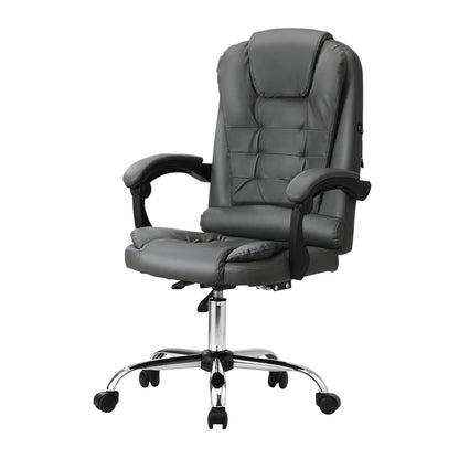 Oikiture Massage Office Chair Racing Chairs PU Leather Grey-Massage Office Chairss-PEROZ Accessories