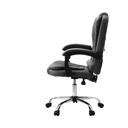 Oikiture Massage Office Chair Racing Chairs PU Leather Grey-Massage Office Chairss-PEROZ Accessories