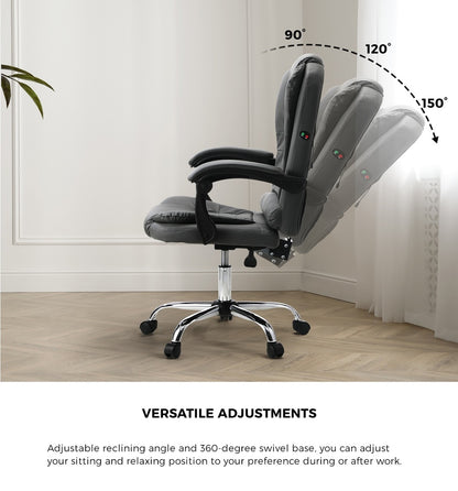 Oikiture Massage Office Chair Racing Chairs PU Leather Grey-Massage Office Chairss-PEROZ Accessories