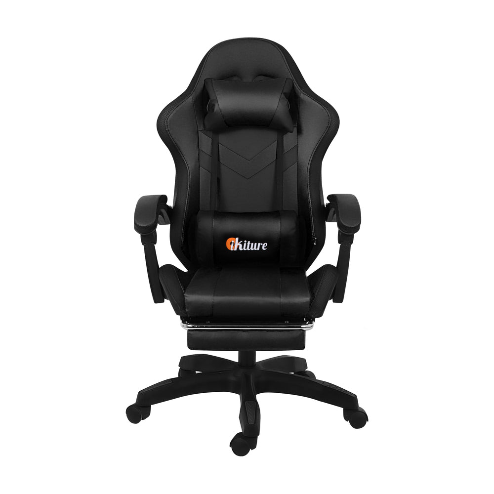 Oikiture Racing Gaming Chair 7 RGB LED 8 Points Massage Black-Racing Gaming Chairs-PEROZ Accessories