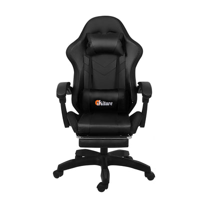 Oikiture Racing Gaming Chair 7 RGB LED 8 Points Massage Black-Racing Gaming Chairs-PEROZ Accessories