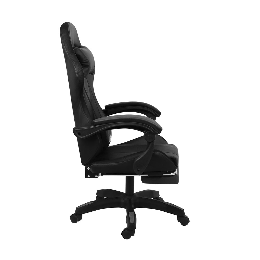 Oikiture Racing Gaming Chair 7 RGB LED 8 Points Massage Black-Racing Gaming Chairs-PEROZ Accessories
