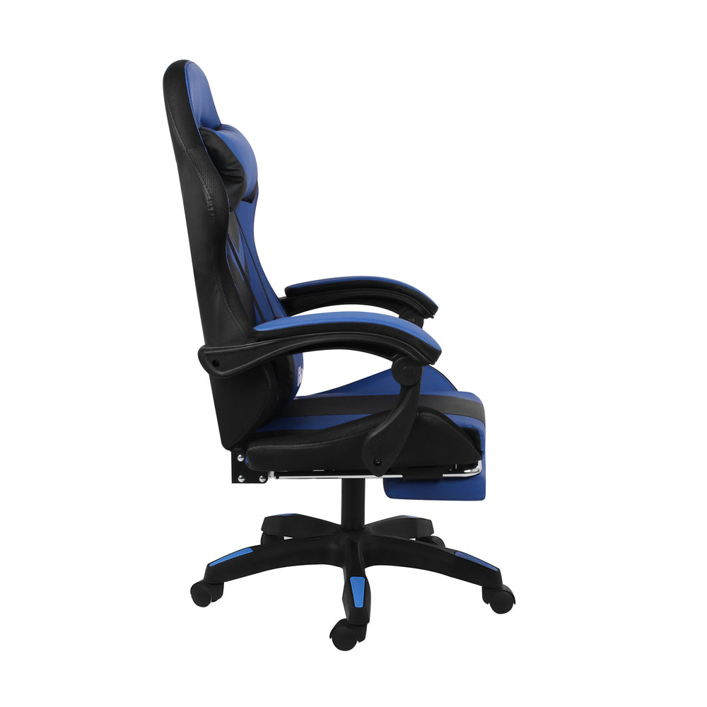 Oikiture Racing Gaming Chair 7 RGB LED 8 Points Massage Black&amp;Blue-Racing Gaming Chairs-PEROZ Accessories