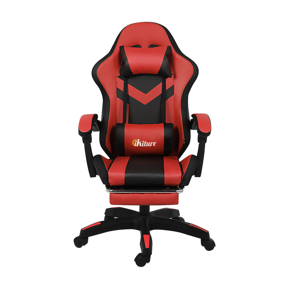 Oikiture Racing Gaming Chair 7 RGB LED 8 Points Massage Black&amp;Red-Racing Gaming Chairs-PEROZ Accessories