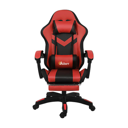 Oikiture Racing Gaming Chair 7 RGB LED 8 Points Massage Black&amp;Red-Racing Gaming Chairs-PEROZ Accessories