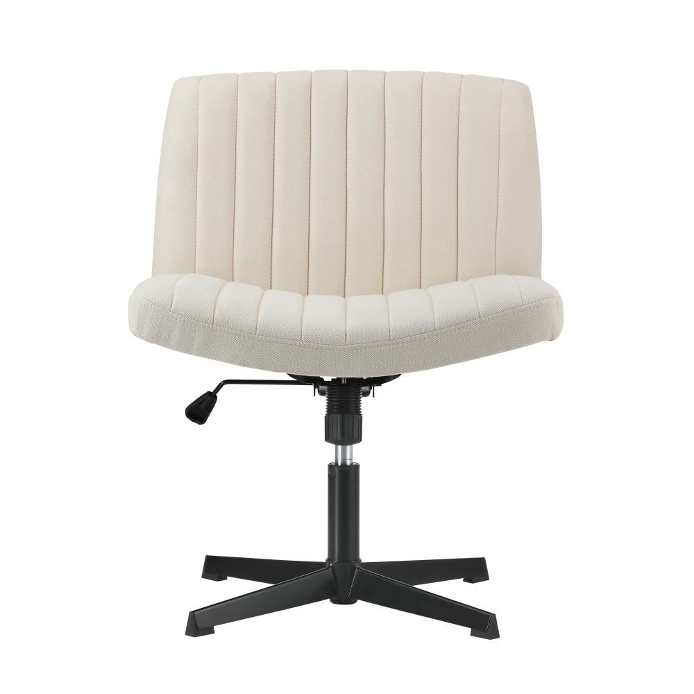 Oikiture Mid Back Armless Office Desk Chair Height Adjustable Wide Seat Beige-Office Chairs-PEROZ Accessories