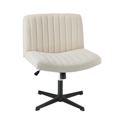 Oikiture Mid Back Armless Office Desk Chair Height Adjustable Wide Seat Beige-Office Chairs-PEROZ Accessories
