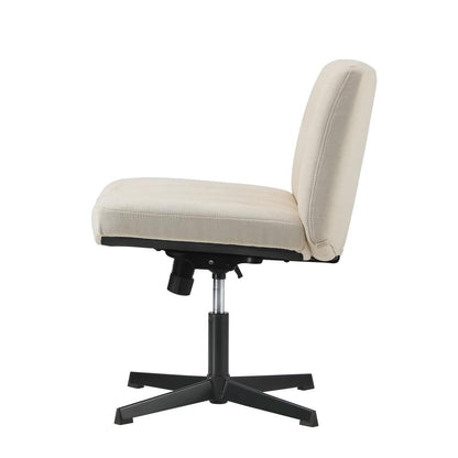 Oikiture Mid Back Armless Office Desk Chair Height Adjustable Wide Seat Beige-Office Chairs-PEROZ Accessories