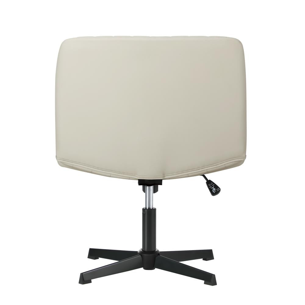 Oikiture Mid Back Office Chair Wide Seat PU Leather Beige-Office Chairs-PEROZ Accessories