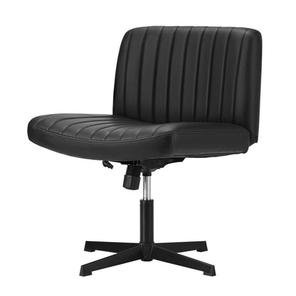 Oikiture Mid Back Armless Office Chair PU Leather Black-Office Chairs-PEROZ Accessories