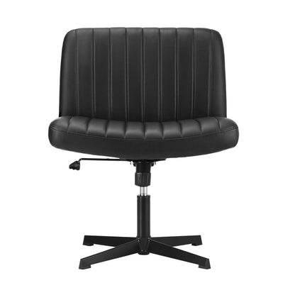 Oikiture Mid Back Armless Office Chair PU Leather Black-Office Chairs-PEROZ Accessories